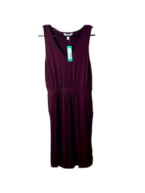 Market & spruce Gina knit V-neck midi dress in burgundy size M NWT normcore